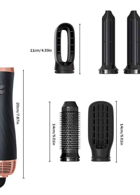 Hair Curler 5 In 1 Electric Blow Dryer Hair Curling Wand Detachable Brush Kit Negative Ion Straightener Hair Curler High Speed Hair Dryer With 60000 RPM Dryer Hot Air Brush (US 110V)