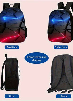 3pz Zaino Gamer in Nylon Leggero di Grande Capacità con Borsa Pranzo & Astuccio per Matite, Perfetto per Viaggi o Pendolarismo Quotidiano, Ottimo Regalo di Compleanno o Festività, Zaino da Viaggio