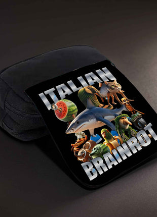 ITALIAN BRAINROT Stampa Grande Capacità Astuccio per Matite - Durevole Nero Oxford Tela con Design a Cerniera Multi-Livello, Chiusura a Cerniera e Illustrazioni Vibranti di Cibo Italiano per Borsa di Stoccaggio Creativa, Astuccio per Matite, Accessorio di