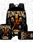 3 Pezzi Set Zaini Unisex, Stile Fashion con Cinghia Regolabile e Chiusura a Zipper, Completo di Zaino, Borsa a Tracolla e Astuccio per Matite, Design per Scuola, Viaggi e Campeggio