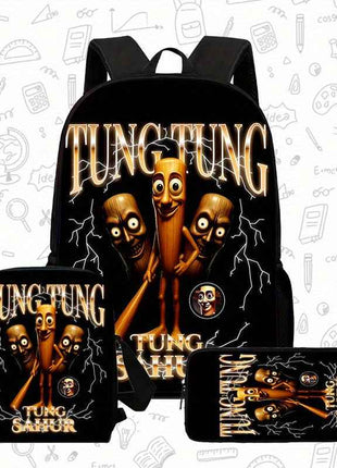 3 Pezzi Set Zaini Unisex, Stile Fashion con Cinghia Regolabile e Chiusura a Zipper, Completo di Zaino, Borsa a Tracolla e Astuccio per Matite, Design per Scuola, Viaggi e Campeggio