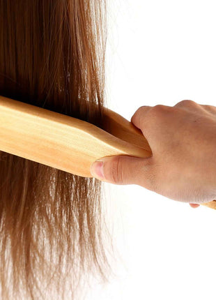 Double-Sided Professional Hairdressing Comb with Wooden Anti-Static Handle and Hair Straightener Tool