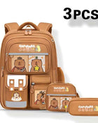 3 Pezzi Zaino, Borsa a Mano e Astuccio per Ragazzi e Ragazze - CAPYBALA Zaino Casual Grande Capacità con Cinghie Regolabili, Stampa Buffalo, Leggero e Resistente, Ideale per Scuola, Viaggi e Uso Quotidiano, Regalo Divertente per Amanti degli Animali