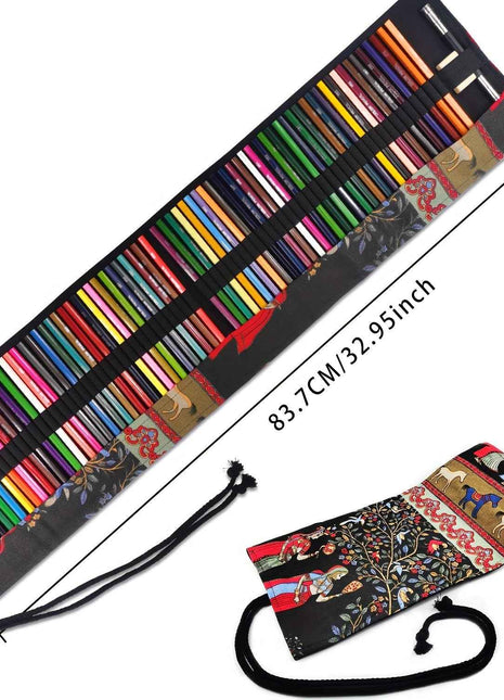 Kit di 72 Matite Colorate con Custodia in Tela Arrotolabile per Libri da Colorare, Disegno e Strumenti Artistici