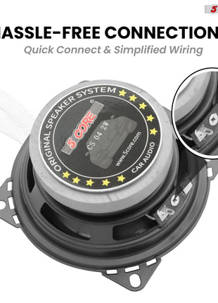 5 Core 2 Way 4" Car Speaker 250W Coaxial Component Speaker Universal Quick Easy Fit for Cars - Riparo82