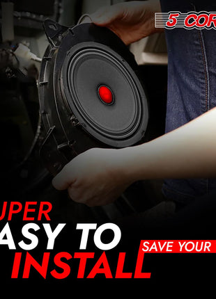 5Core 6.5 Inch Midrange Car Door Speaker 360W Subwoofer w Aluminum Bullet 4Ω Sub Woofer - Riparo82