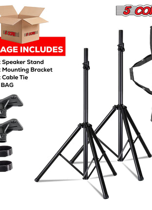 5 Core Speaker Stand Tripod Pair Floor Heavy Duty Adjustable Up to 72 Inch DJ Studio Monitor Stands Pole Mount - SS HD 2PK BLK BAG - Riparo82