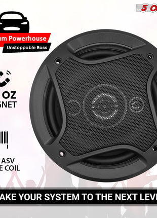 5 Core 2 Way 6" Car Speaker 500W Coaxial Component Speaker Universal Quick Easy Fit for Cars - Riparo82