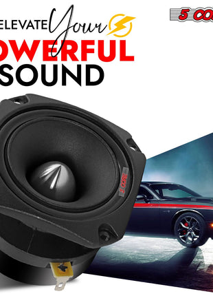 5 Core Tweeters Speakers Car Audio Pair 600W Combined Peak 4 Ohm 3.5 Inch Aluminum Super Bullet Tuiters Para Sonido Para Carro - TW BLT 150 BLK PAIR - Riparo82