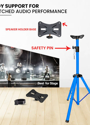 5 Core Speaker Stand Tripod Pair Floor Adjustable Up to 48 Inch DJ Studio Monitor Stands Short Pole Mount - SS HD 2PK SKY BLU 4FT BAG - Riparo82
