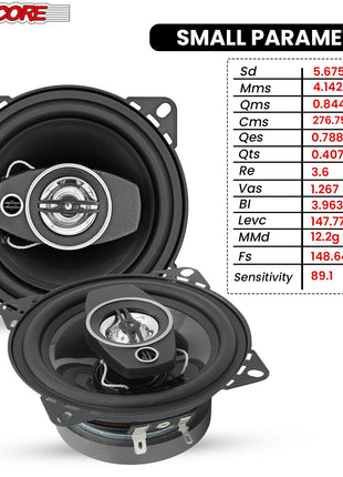 5 Core 2 Way 4" Car Speaker 250W Coaxial Component Speaker Universal Quick Easy Fit for Cars - Riparo82