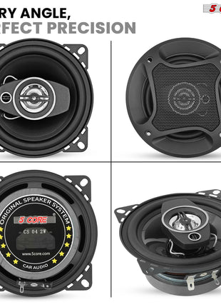 5 Core 2 Way 4" Car Speaker 250W Coaxial Component Speaker Universal Quick Easy Fit for Cars - Riparo82