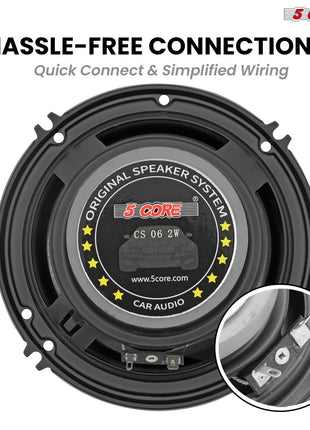 5 Core 2 Way 6" Car Speaker 500W Coaxial Component Speaker Universal Quick Easy Fit for Cars - Riparo82