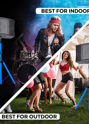 5 Core Speaker Stand Tripod Pair Floor Adjustable Up to 48 Inch DJ Studio Monitor Stands Short Pole Mount - SS HD 2PK SKY BLU 4FT BAG - Riparo82