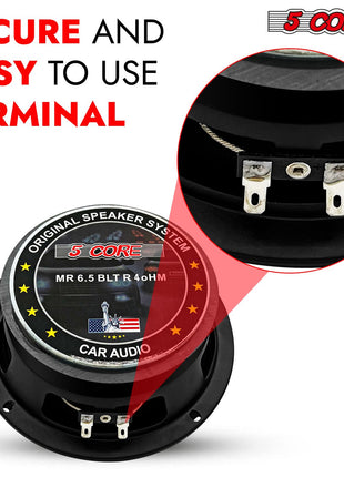 5Core 6.5 Inch Midrange Car Door Speaker 360W Subwoofer w Aluminum Bullet 4Ω Sub Woofer - Riparo82