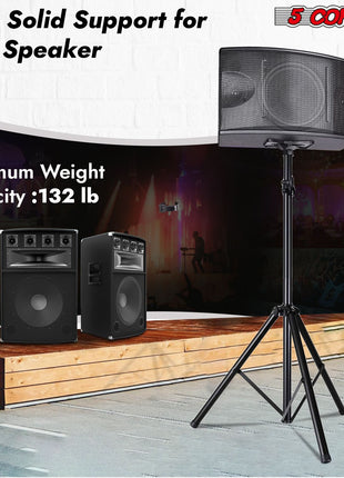 5 Core Speaker Stand Tripod Pair Floor Heavy Duty Adjustable Up to 72 Inch DJ Studio Monitor Stands Pole Mount - SS HD 2PK BLK BAG - Riparo82