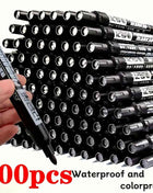 100-Pack Pennarelli Permanent Grandi, Inchiostro Nero Impermeabile, Asciugatura Rapida per Arte e Ufficio, Penne ad Alta Capacità con Inchiostro Resistente all'Acqua