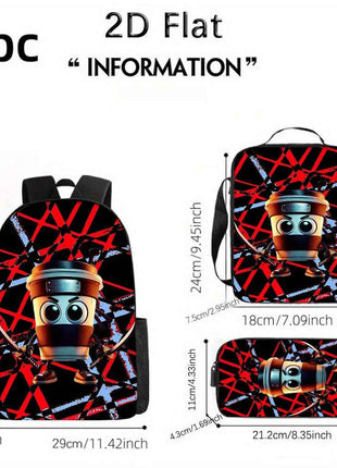 3 Pezzi Set Zaino Brr brr Patapim: Include uno Zaino Capiente, una Penne e un Borsa Pranzo con Cerniera e Spalline Regolabili, Ideale per Viaggi e Pendolarismo