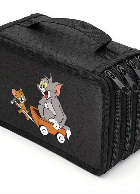 1pezzo 4-Layer Canvas Pen Bag Tom and Jerry - Portatile Art Storage per pittura, schizzi e color lead, il regalo perfetto per amici e familiari 011MGQBD0519