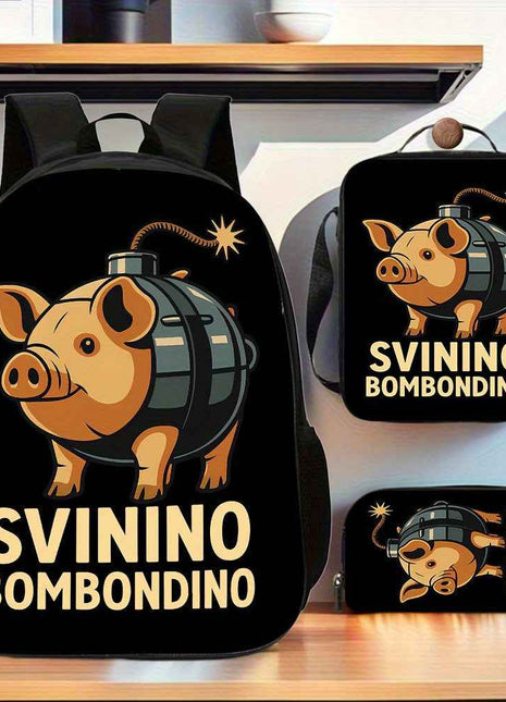 Set di 3 pezzi di Tralalero Tralala&Italian Brainrot, zaino a fumetti di grande capacità, 1*borsa per il pranzo, 1*penne, perfetto per regali di vacanza o compleanno, per la quotidiana andata al lavoro