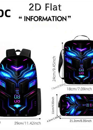 3pcs Set di zaini stella del calcio include un zaino di grande capacità, un astuccio per matite e un sacchetto per il pranzo con cerniera con spallacci regolabili, rendendolo un grande regalo per viaggi e pendolarismo.