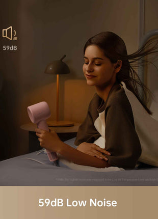 Dreame Hair Dryer Gleam, Fast Hair Drying, Lightweight Design, 0.73lbs, 200 Million Negative Ions For Smooth Hair, Temperature And Air Flow Control, Portable, Pink