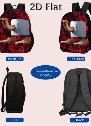 Set di 3 zaini con animali italiani, include un zaino di grande capacità, una penne e una borsa per il pranzo con cerniera e spallacci regolabili, rendendolo un ottimo regalo per viaggi e pendolarismo.