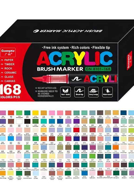 240/168 Colori 2025 Nuovi Pennarelli Acrilici con Punta Morbida per Pittura e Arte, Penne per Pittura Professionali per Fai da Te e Creazioni Artistiche