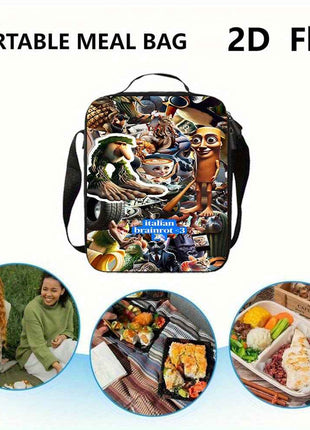 3pezzo Italian Brainrot 3 Set di zaini tematici - Zaino casual di grande capacità, borsa per matite e scatola per il pranzo con cinghie regolabili per le spalle, resistente e elegante per viaggi, pendolarismo, vacanze, ritorno a scuola, zaino per viaggi,