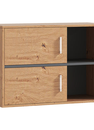 Homcom Mobile da bagno a parete con scomparti aperti e 2 ante Mobili da bagno moderni 80X35X57,5 cm Naturale