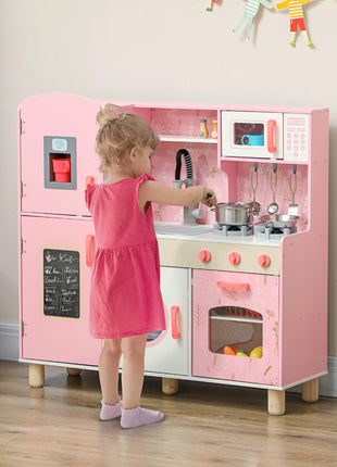 Aiyaplay Cucina giocattolo per bambini + Cucina per bambini in legno di 3 anni Cucina per bambini con stufa sonora Forno Rubinetto Lavello Lavatrice a microonde Macchina per il ghiaccio e accessori da cucina Rosa - riparo82