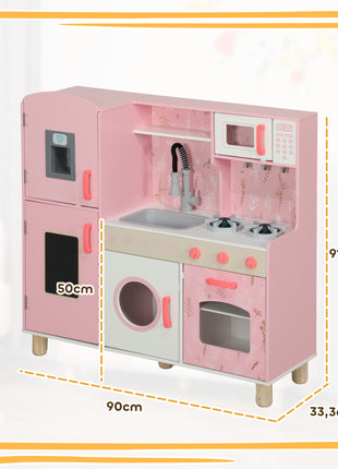 Aiyaplay Cucina giocattolo per bambini + Cucina per bambini in legno di 3 anni Cucina per bambini con stufa sonora Forno Rubinetto Lavello Lavatrice a microonde Macchina per il ghiaccio e accessori da cucina Rosa - riparo82