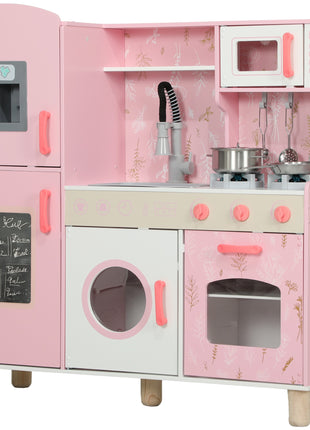 Aiyaplay Cucina giocattolo per bambini + Cucina per bambini in legno di 3 anni Cucina per bambini con stufa sonora Forno Rubinetto Lavello Lavatrice a microonde Macchina per il ghiaccio e accessori da cucina Rosa - riparo82