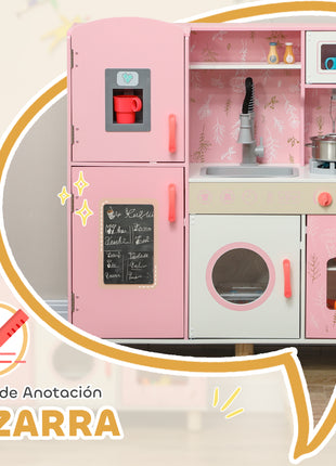 Aiyaplay Cucina giocattolo per bambini + Cucina per bambini in legno di 3 anni Cucina per bambini con stufa sonora Forno Rubinetto Lavello Lavatrice a microonde Macchina per il ghiaccio e accessori da cucina Rosa - riparo82