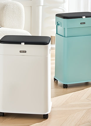 2025 Design Creativo Nuovo Cestino Regolabile per 4 Stagioni Bidone della Spazzatura Retrattile con Ruote per Casa Coperchio ad Alta Tenuta e Anello di Compressione Integrato