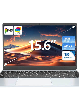 Laptop da 156 Notebook 16 GB LPDDR4 512 GB SSD CPU N95 della 12 generazione laptop con schermo IPS da 1080P a 180 apertura con impronta digitale WiFi 5USB 30BT 42