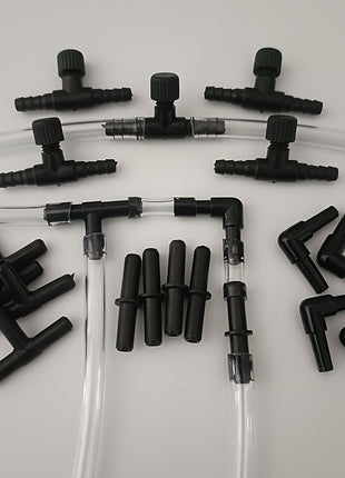 Un set 20 pezzi di accessori per acquario connettori 5 pezzi drittitre vieangolari  valvole regolatrici connettori per tubi tubi da 4 mm non richiede alimentazione elettrica senza batteria