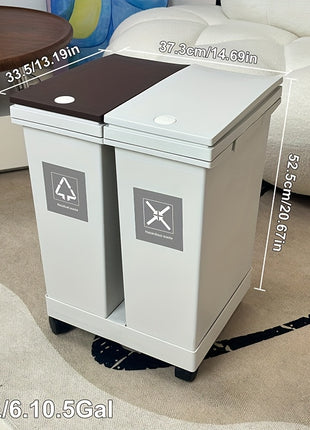 1 Set Grande Contenitore Per Rifiuti Con Ruote Movel Con Secchio Interno Rimovibile Separazione Dei Rifiuti Secchi E Umidi Adatto Per Cucina Ufficio Dormitorio Uso Domestico E Commerciale