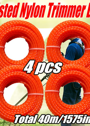 Confezione da 4 di Filo per Rifilatura Erba Resistente Diametro 24273030 mm Lunghezza 394 pollici Prestazioni di Taglio Efficaci per Macchinari da Giardino Decespugliatore a Benzina e Manutenzione del Prato