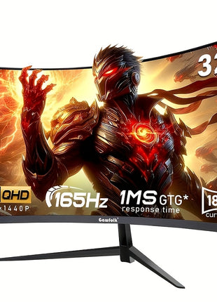 Monitor per PC Gawfolk da 32 pollici 2K QHD 2560  1440P monitor da gioco curvo a 165 Hz 1 ms FreeSync 98 sRGB angolo di visione ampio 178 DisplayPort HDTV supporto da parete compatibile con parete 100  100 MM  Nero