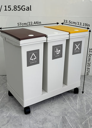 1 Set Grande Contenitore Per Rifiuti Da Cucina Separazione Dei Rifiuti Secchi E Umidi Grande Contenitore Per Rifiuti Di Classificazione Bari Interno Rimovibile Movelbe Con Ruote Adatto Per Alberghi Soggiorni Uffici Scuole