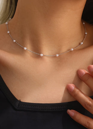 Collana A Catena Decorata Con Perle Sintetiche Stile Semplice Da Vacanza Collana A Collo Di Perle Dimitazione Gioielli Casual