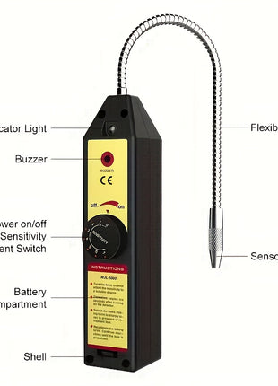 Strumento di rilevamento gas refrigerante adatto per R22 R410A R134A R1234YF CFCs HCFCs HFC rilevatore perdite gas con sonde flessibili e indicatori LED ideale per manutenzione condizionatori riparazioni auto e industria