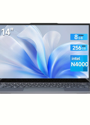 SUXI 2025 nuovo laptop da 14 pollici N4000 26GHz 8GB256GB batteria da 5000mAh fotocamera HD per ufficio intrattenimento apprendimento lezioni online videoconferenze Viene fornito con copritastiera tappetino per il mouse mouse cablato
