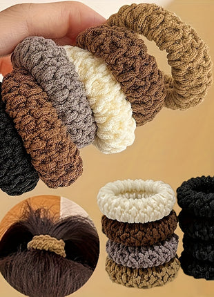 12 Pezzi Elastici per Capelli Spessi ad Alta Elasticit  Design Morbido Senza Contorno Stile Bohmien Retro 6 Colori Solidi BeigeNeroBiancoMarroneGrigioGrigio Scuro  Accessori Durevoli per Code di Cavallo Chignon e Trecce Essenziali per Accon