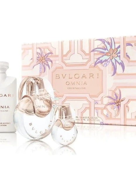 BVLGARI Omnia Crystalline 3-Piece Set for Women (3.4 Oz Eau De Toilette Spray + 0.5 Oz Eau De Toilette Spray + 2.5 Oz Body Lotion) - riparo82