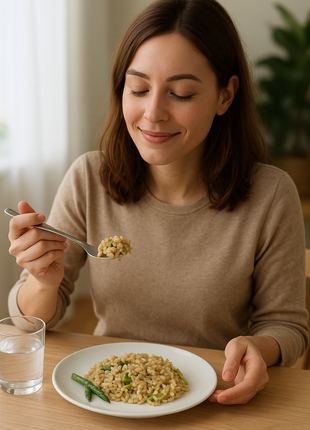 Risotto Senza Glutine alla Crema di Asparagi con solo 1% di zucchero – Pronto in 1 Minuto!