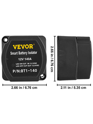 VEVOR Split Charge Relay Kit Voltage Sense Relay Professional 12V 140AMP W/ 2/4/5/6 mtr Battery Cable for ATVs UTVs RVs Camping - Riparo82