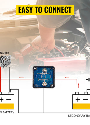 VEVOR Split Charge Relay Kit Voltage Sense Relay Professional 12V 140AMP W/ 2/4/5/6 mtr Battery Cable for ATVs UTVs RVs Camping - Riparo82