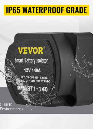 VEVOR Split Charge Relay Kit Voltage Sense Relay Professional 12V 140AMP W/ 2/4/5/6 mtr Battery Cable for ATVs UTVs RVs Camping - Riparo82